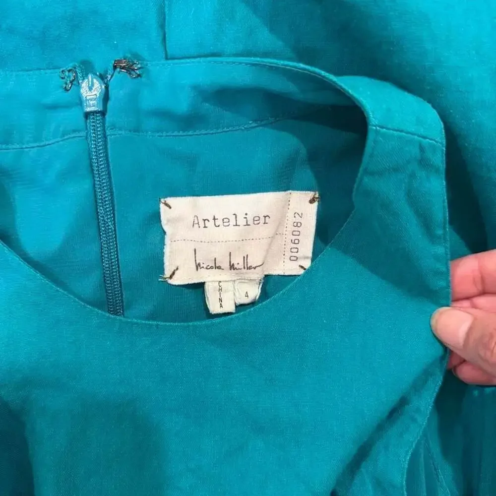 Artelier Nicole Miller Teal Peplum Dress Size 4